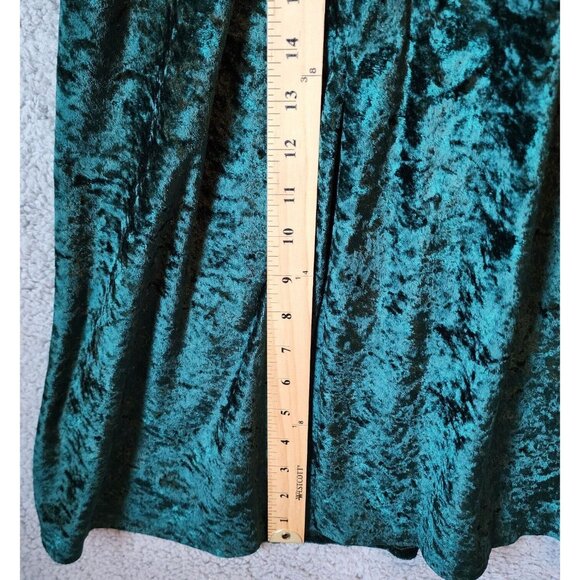 Vtg Brett Alixander Long Sleeve Strappy Back Maxi Dress Green Crushed Velvet 18 - Picture 8 of 13